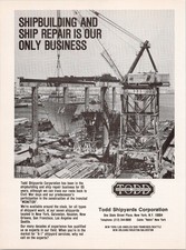 Todd Shipyards Vintage Magazine Ad 1980s Shipbuilding Ship Repair Crane picture