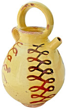 15.5 INCH FRENCH ANTIQUE POTTERY CONFIT GLAZE JUG EARTHENWARE TERRACOTTA CRUCHE picture