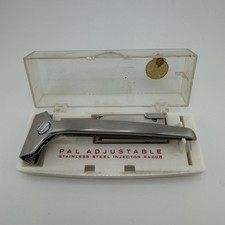 Vintage PAL Adjustable Stainless Steel Injector Razor In Original Case W/ Blades picture