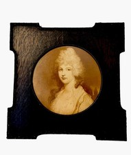 ANTIQUE VICTORIAN SEPIA TONED LITHOGRAPH PORTRAIT UNiQUE WOOD FRAME 11” X 11” picture