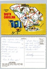 Continental South Carolina Map Illustration Postcard picture