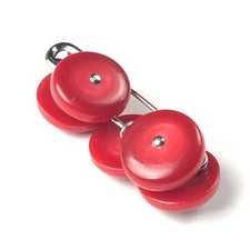 Vintage Cherry Red Button Lot Metal Shank Retro Beautiful 5 Pieces Hard Plastic picture