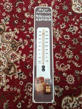 Vintage McKesson's Aspirin Metal Glass Thermometer Sign Apothecary Decor 2026 picture