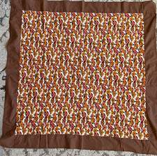 Vintage 1970s Thanksgiving Turkey Square Tablecloth - Handmade  picture