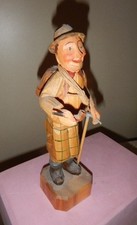 Vintage ANRI 7” Carved Wood Italian Figurine Folk Art MOUNTAINEER picture