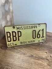 Vintage 1976 Mississippi Bolivar County License Plate (BBP 061) Oct-1976 picture