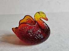 Small Amberina Red Orange Glass Swan Toothpick Holder Salt Cellars Unmarked picture
