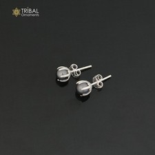 Round 925 sterling silver black pearl stone stud earrings unisex jewelry er304 picture