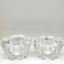 Vintage Orrefors Max Crystal Cross Votive Tealight Holders Pair Anna Ehrner picture
