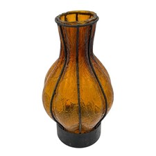 Vintage Amber Caged Glass Lamp Shade Spanish Revival Hurricane Globe picture