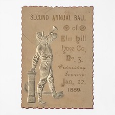 Antique 1889 Elm Hill Hose Co No. 3 Fireman's Ball Invitation Ticket Plymouth PA picture