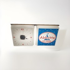 Vintage Abbotts Ice Cream Light Up Sign w/Clock  Advertisement 1950s Works Rare picture