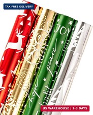WRAPAHOLIC 30 Inch Christmas Wrapping Paper Roll - Jumbo Roll Red Green Gold and picture