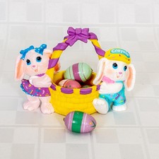 VTG 1991 Binney & Smith Easter Bunny w Basket and Eggs Decoration Hallmark picture