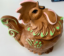 Vintage Twin Winton Crowing Rooster Cookie Jar 1959 California Pottery Brown 656 picture