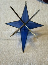 Vintage 3D Cobalt Blue Stained Glass Moravian Star Signed J.A. Taylor 2004 Rare picture