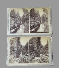 2 Antique Ausable Chasm NY Stereoviews Gems McIntosh Adirondacks 1800s picture
