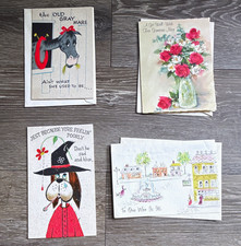 Vintage Hallmark Gibson Get Well Card Lot of 4 pop up glitter gold emboss unused picture