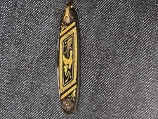 Vintage TOLEDO Solingen Small 2-Blade Intricate Gold of Black Pocket Knife picture
