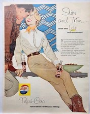 1958 Pepsi Cola Slim & Trim Woman MCM Original Print Ad Life Magazine 50's picture