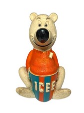 Vintage 1970s Icee Bear Vinyl Squeezable Bear Bank #1 On Bottom picture