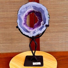 4.4LB  Natural Amethyst Cave Crystal Slice Crescent shaped Hand Cut Repai picture