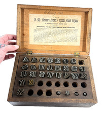 RARE Antique c. 1900 S.M. Spencer Sign Die Punch Stencil Alphabet Set Boston MA picture