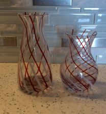 William Sonoma Art Glass Red & White Swirl 4
