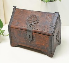 Vintage Wooden Dome Shaped Storage Box Original Old Hand Crafted Carved picture