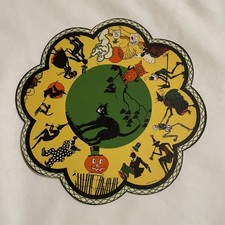 vtg 1920's Whitney Halloween Paper Doily Coaster #1 diecut witch ghost skel #F2 picture