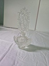 Elegant Czech Glass Winged Perfume Bottle & Fan & Daisy Stopper Vintage u-10E picture