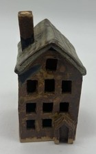 VTG small Art Pottery House Ceramic Candle Building Figurine Sculpture Signed VR picture