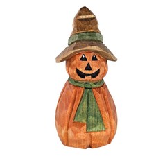 Mike Shipley Hand Carved Wood Pumpkin Scarecrow Folk Art Figure Halloween Fall picture