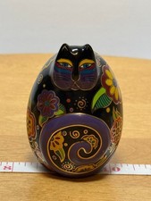 Vintage Laurel Burch Flowering Feline Porcelain Egg-Shaped Cat Figurine 3