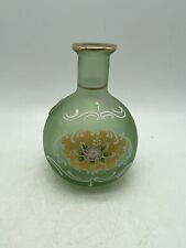 Vtg SC Line Green Floral Hand Painted 4” Bud Vase with Gold Accents Italy picture