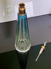 Antique-Baccarat-Perfume Bottle-Blue & Gold Enamel-Tall Conical picture