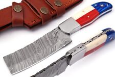 9'' Texas Flag Custom Handmade Damascus Blade Hunting Knife; 5926 picture