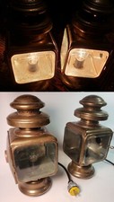 Antique automobile kerosene cowl lamps, square side lamps RH LH PAIR converted  picture