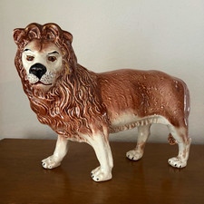 Ceramic Lion Figurine Statue - Brown & White Lion Animal Decor Sculpture picture