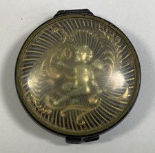 Vintage Lilly Dache 1950’s Powder Compact W Puff Ornate Gold Cherub Rare Find picture