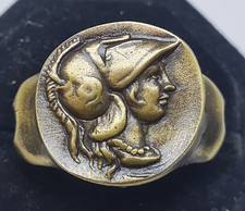 Athena Pallas SPQR ring Roman Style Handmade Bronze Vintage Antique Look picture