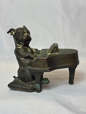 1930's K & O Co Bulldog Playing Piano Statue Kronheim & Oldenbusch Leaded Copper picture