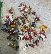 Lot of Wooden miniature Christmas Ornaments Multicolor Assorted Designs 30+ picture