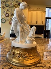 LARGE ANTIQUE MEISSEN BLANC DE CHINE VENUS WITH CUPID FIGURINE picture