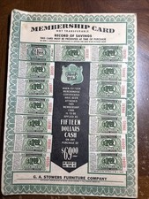 Vintage G.A. Stowers Furniture Co. San Antonio Texas “Thrift Club” Certificate  picture