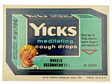 1974 Topps Wacky Packages 8th Series Yicks Cough Drops Sticker Tan Back Original picture