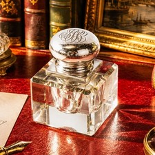 Large Antique Black Starr Frost Crystal Sterling Silver Desk Paperweight Inkwell picture
