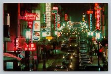 San Francisco's Chinatown At Night California Vintage Postcard Unposted picture