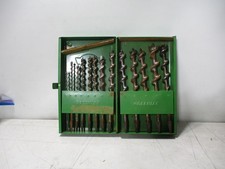 m77) Vtg Greenlee *13* Piece Brace Bit Auger Set In Green Metal Box LOOK READ picture