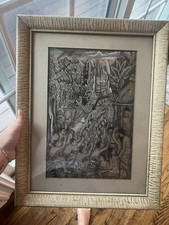 Antique Balinese Painting Indonesia Tepera 1940-1950 Bali picture